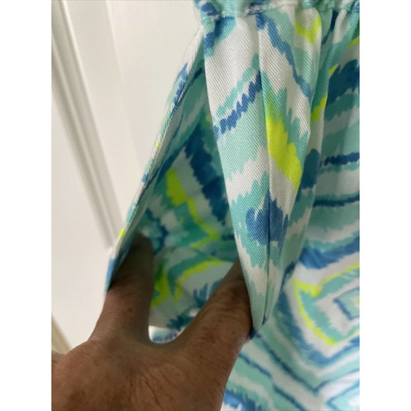 New Southern Tide Blue Kendall Geometric Print Short Romper tassels pockets M - Picture 6 of 9